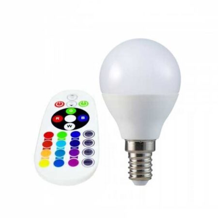 LED lamp E14 3,5W +RGB/3000K puldiga, 320lm P45 V-Tac