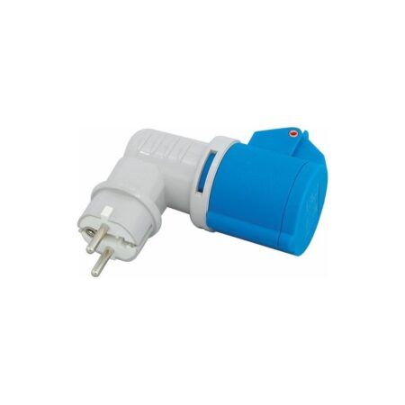 Adapter Schuko pistik/3P CEE jätkupesa 90kraadi 16A Malmbergs