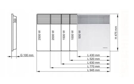 Elektriradiaator Thermoval TX 500W seina/jalgadel - Image 5