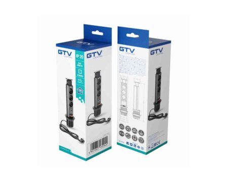 Pistikupesad tornis 3pesa + 2xUSB, väljatõmmatav must GTV - Image 2