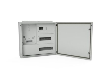 Arvestikilp, pinnapealne, 1 arvesti, 6+22M, 540x490x145mm, hall, metall, IP44 REJ-28-1A