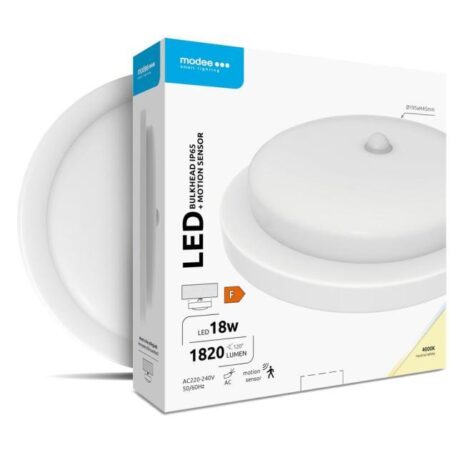 Plafoon LED MODEE 18W 4000K 1820lm IP65, liikumisanduriga valge
