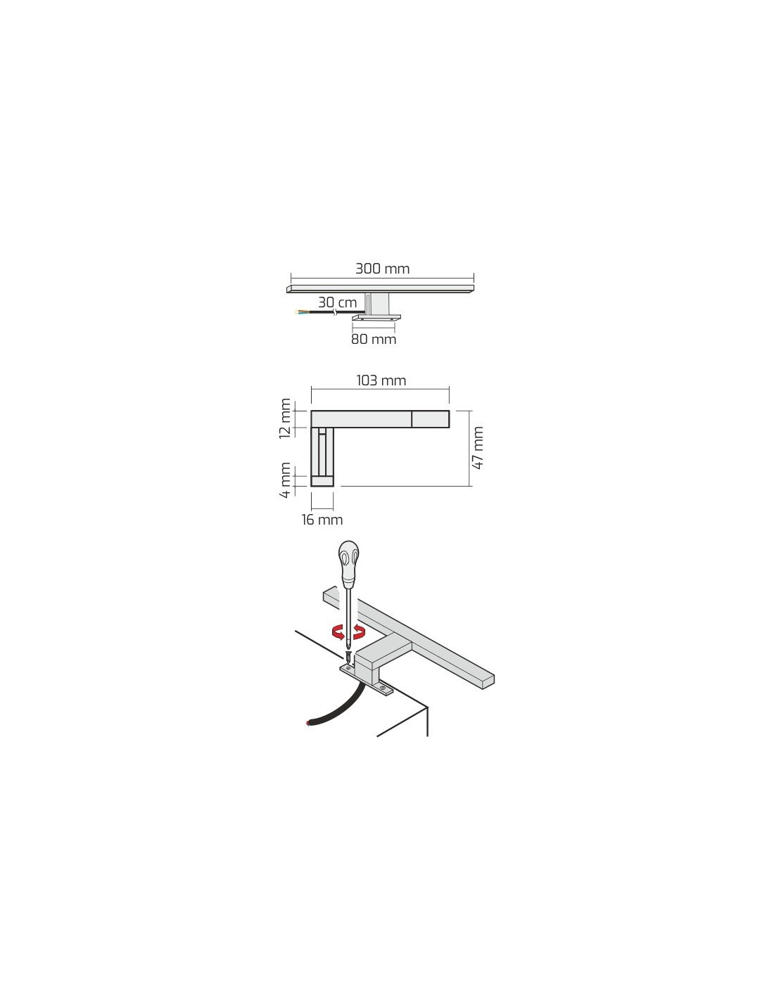 Peeglivalgusti Amber 4,5W LED 3000K must IP44 L300mm - Image 3