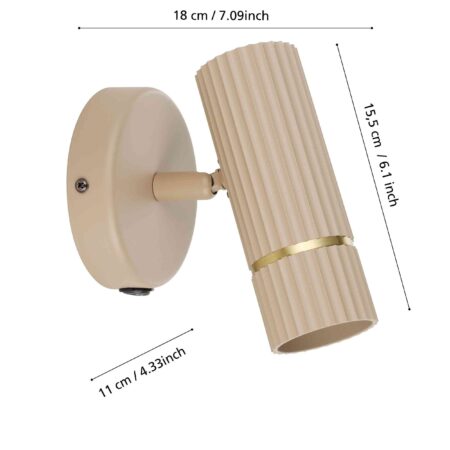 Kohtvalgusti Caminia 1x5W 345lm 3000K lülitiga, beež - Image 4
