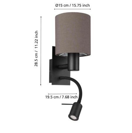 Seinavalgusti Pasteri E27 + 3,8W antrasiit pruun - Image 2