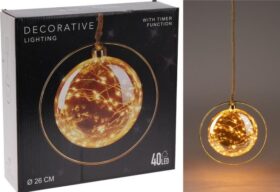 Jõulukaunistus klaasist pall 40LED riputatav