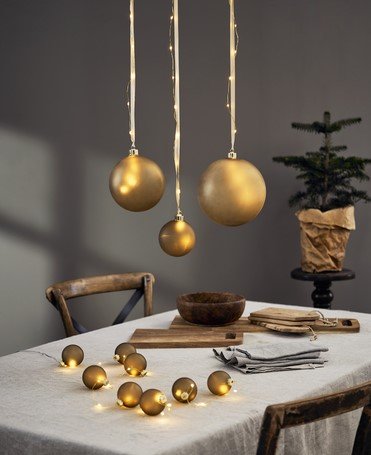 Dekoratiivne jõulukera mattkuldne D15cm (3xAA ei ole kaasas) - Image 2