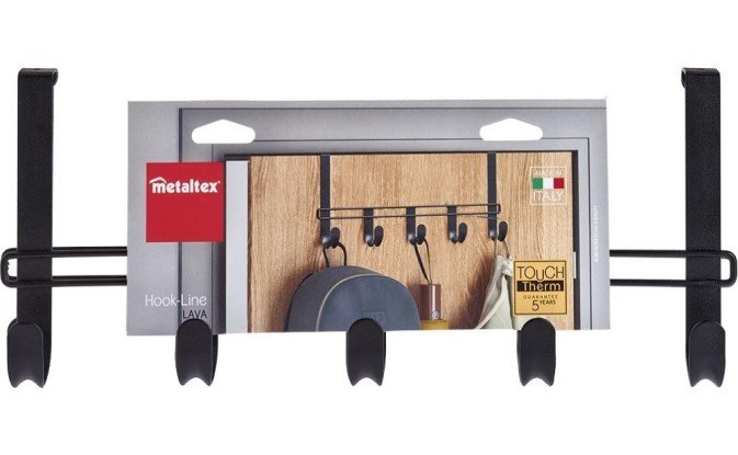 Nagi uksele, 5 konksu, metall must