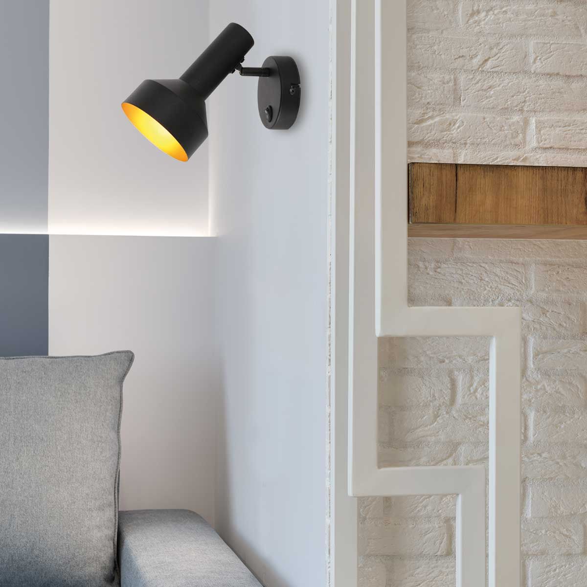 Seinavalgusti Bundle E27, lülitiga must/kuldne - Image 3