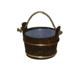 Saunakibu pruun puit plastsisu köiest sangaga