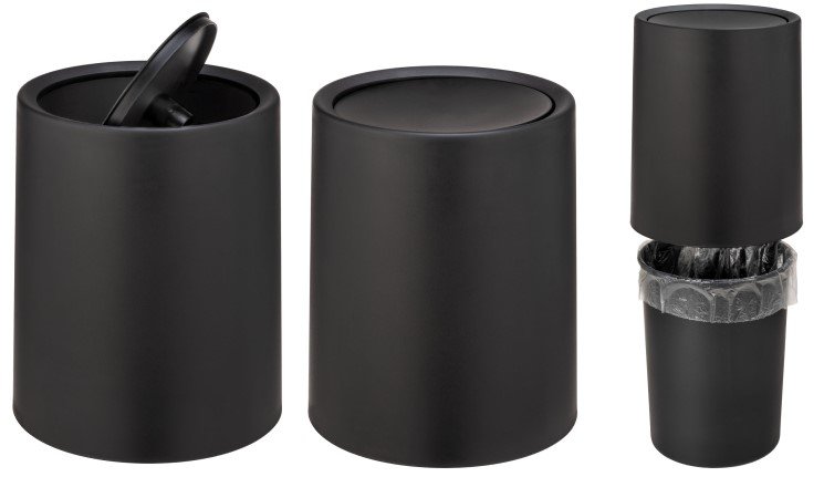 Prügikast 6l kiikuva kaanega, must