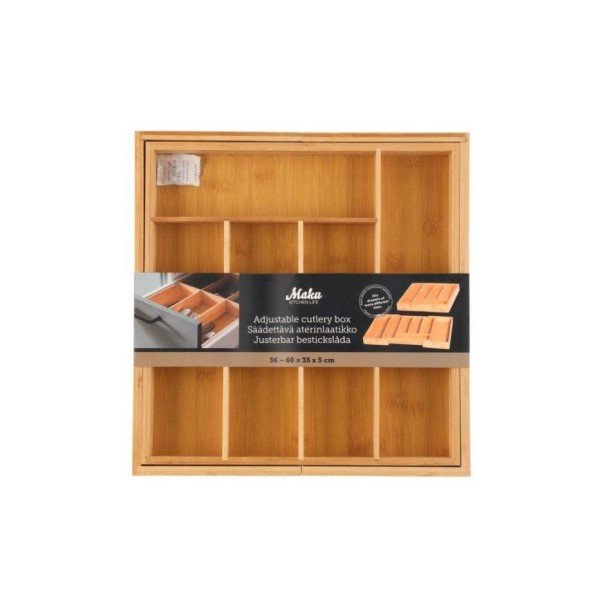 Söögiriistade sahtel pikendatav bambusest 36-60x35cm