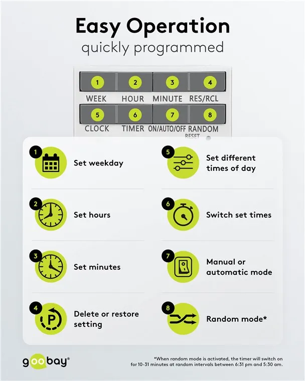 Taimer digitaalne, nädal 10-programmi 16A 3600W IP20 - Image 4