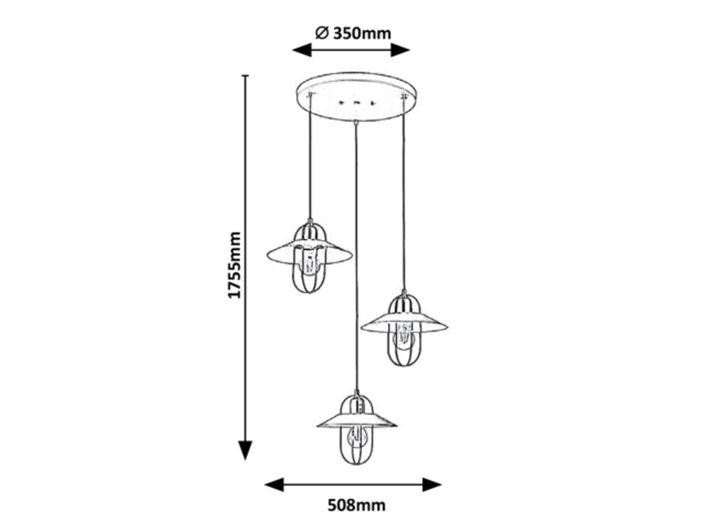 Laevalgusti Nersin 3xE27 messing, metall rippvalgusti - Image 3